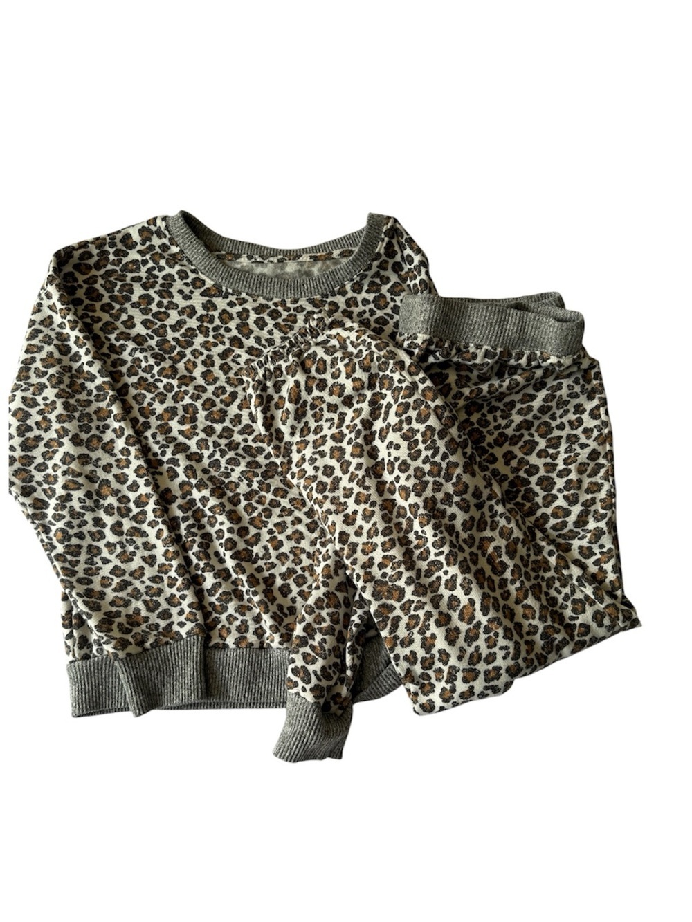 Womans Leopard Print Pajama Set - Beige/Brown Size Medium